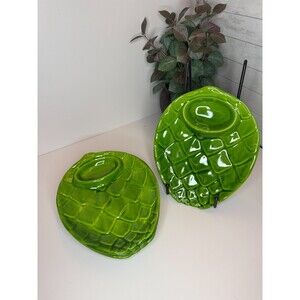Toscany Italy Italian Artichoke Shape Serving Platter/Plate w/Dip Well Set of 4
